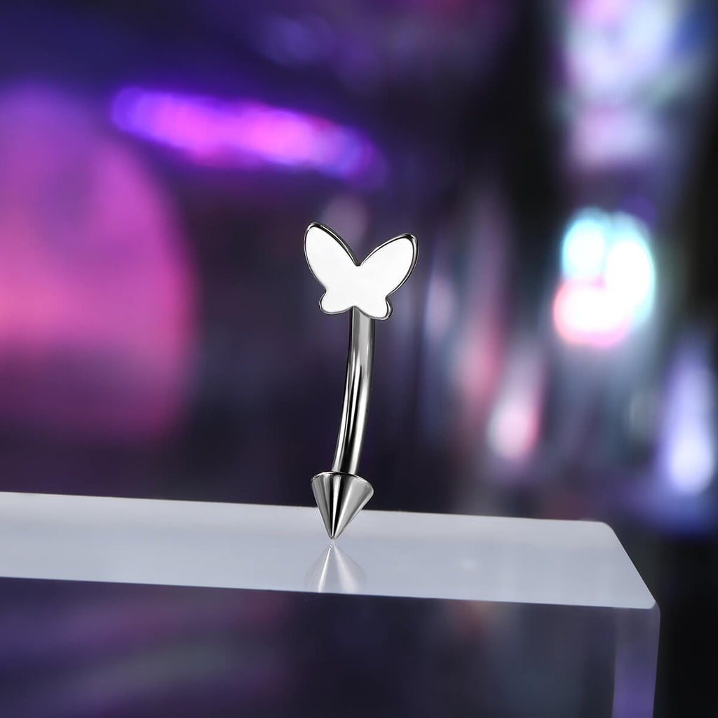 Butterfly Internally Threaded Titanium Eyebrow Ring