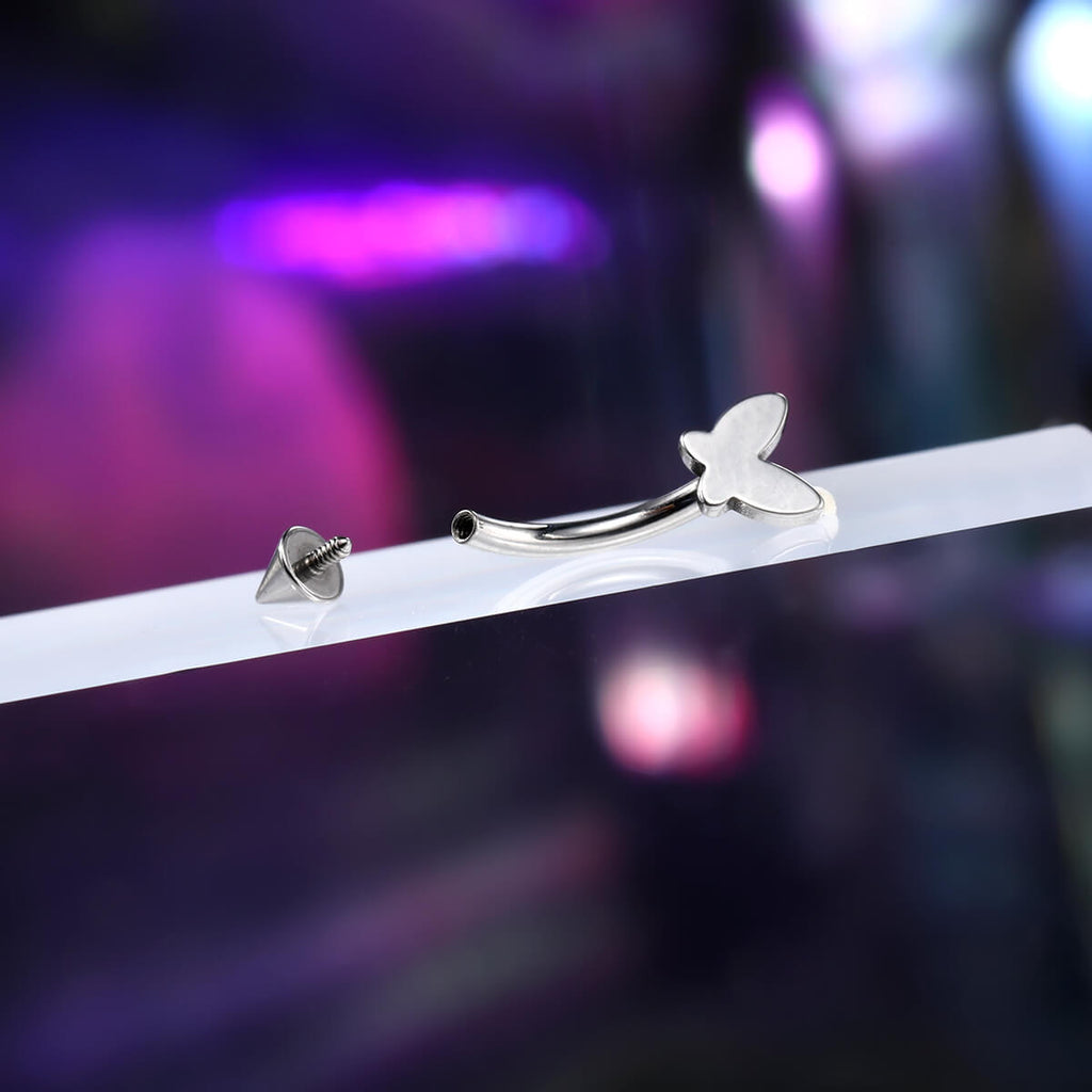 Butterfly Internally Threaded Titanium Eyebrow Ring