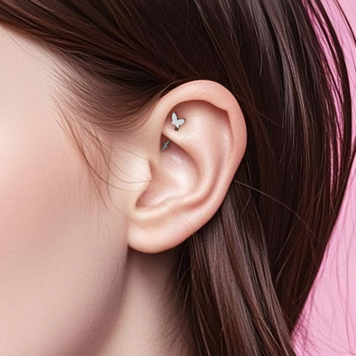 Butterfly Internally Threaded Titanium Eyebrow Ring
