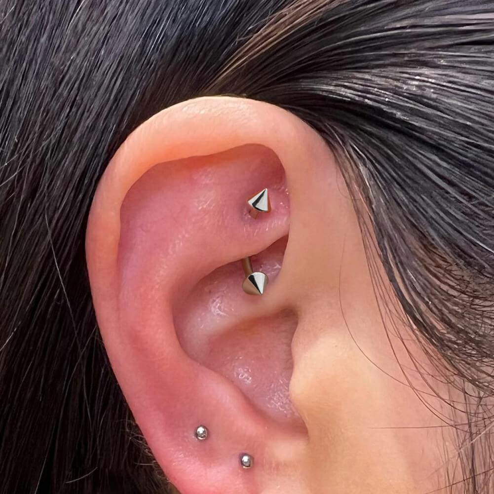 16G 2PCS Spike Internally Threaded Titanium Eyebrow Rings