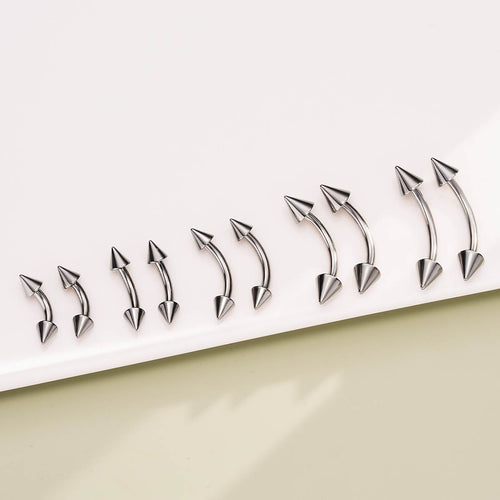 14G 2PCS Spike Internally Threaded Titanium Eyebrow Ring