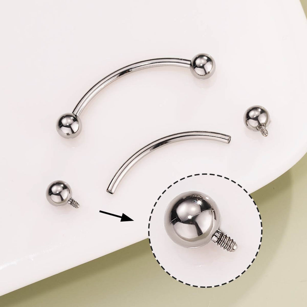 18G 2PCS Internally Threaded Titanium Eyebrow Barbell