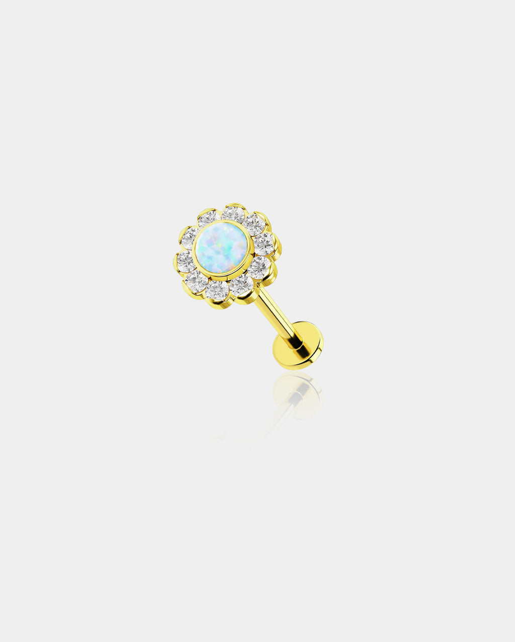 Synthetic Opal Internally Threaded Titanium Labret Stud
