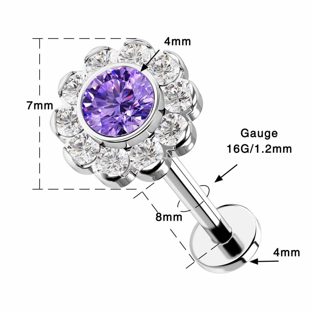 Flower Internally Threaded Titanium Helix Stud