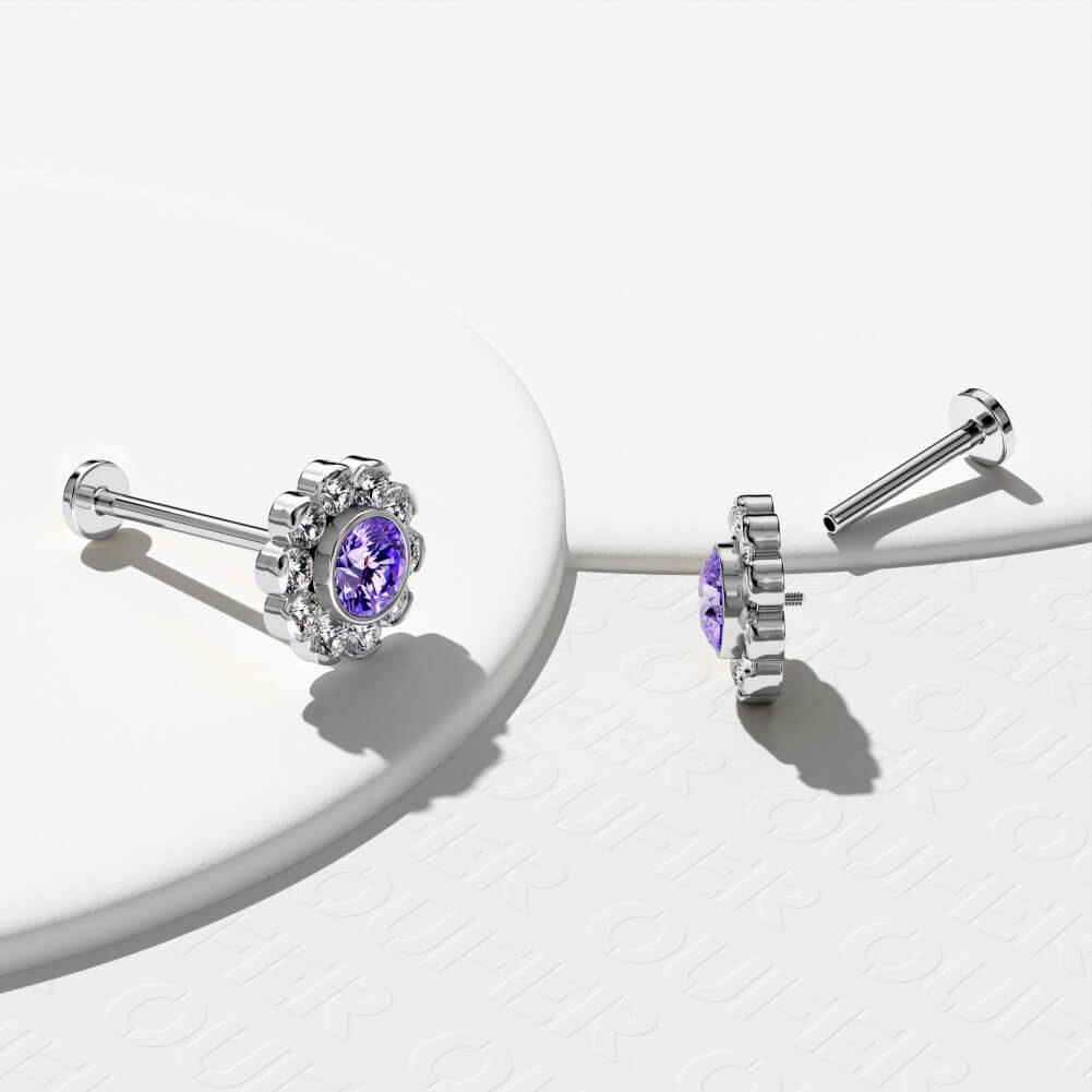 Flower Internally Threaded Titanium Helix Stud
