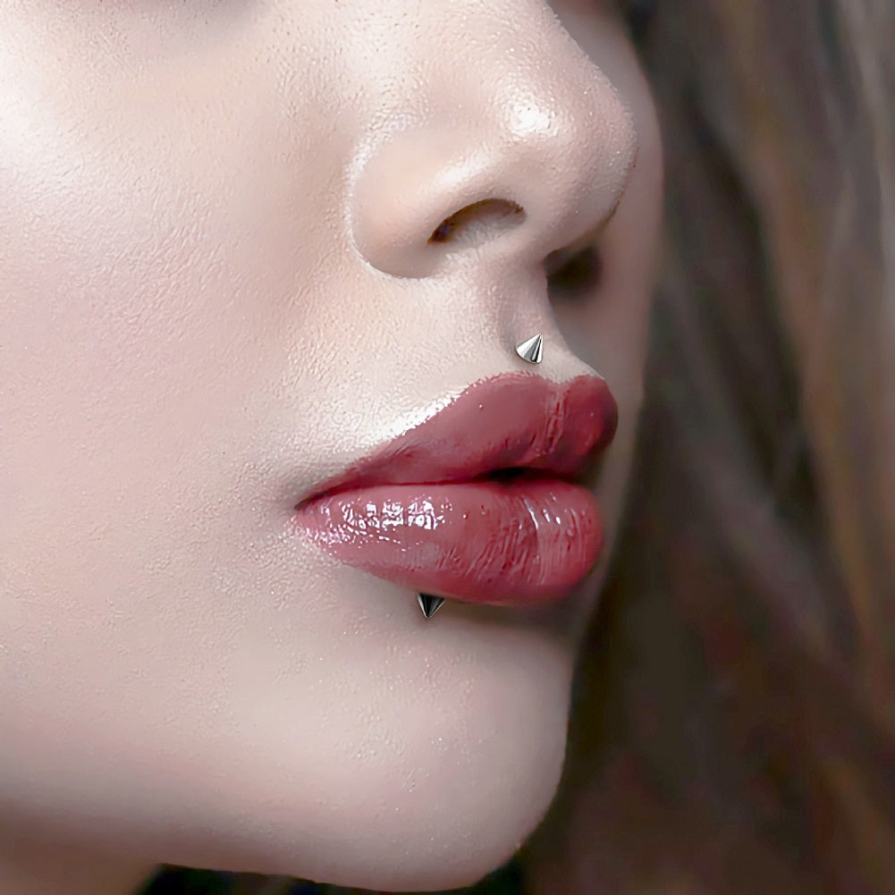 3PCS Spike Internally Threaded Titanium Labret Stud