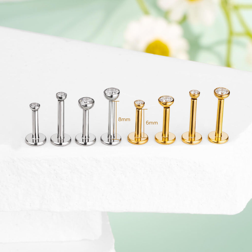 CZ Threadless Push Pin Titanium Cartilage Stud