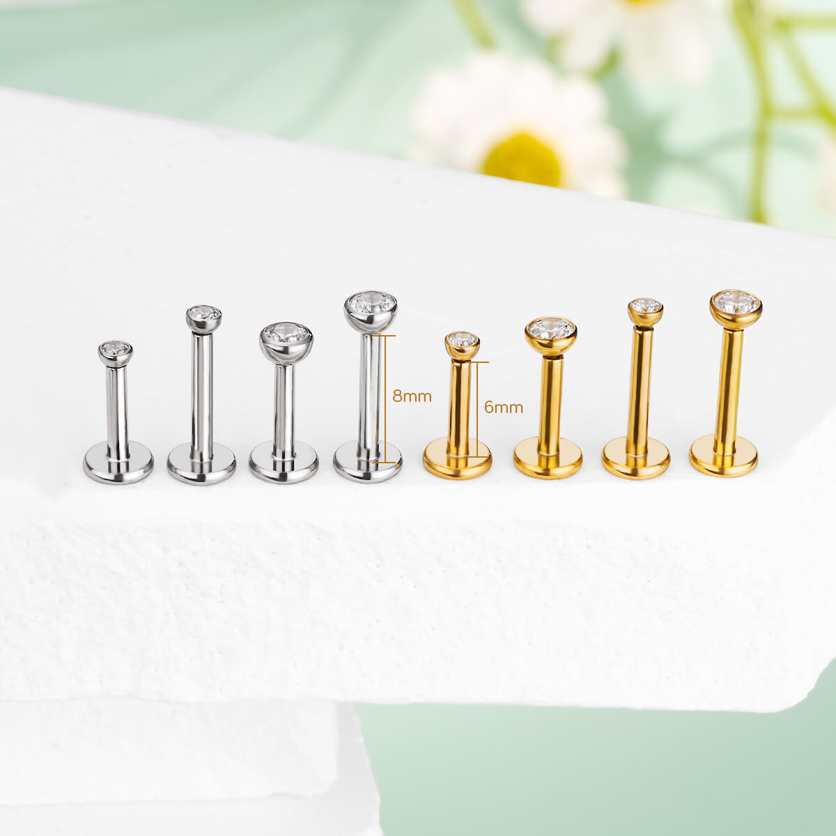CZ Threadless Push Pin Titanium Cartilage Stud
