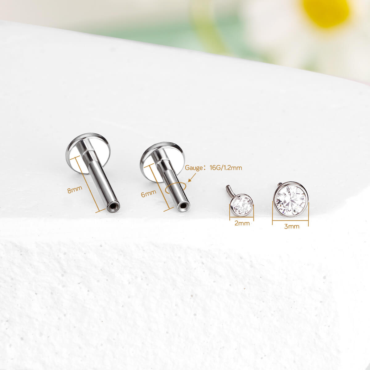 CZ Threadless Push Pin Titanium Cartilage Stud