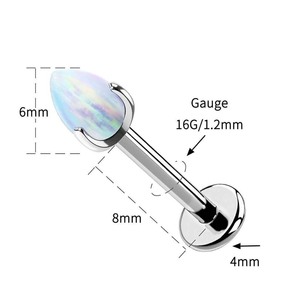 Synthetic Opal Internally Threaded Titanium Labret Stud