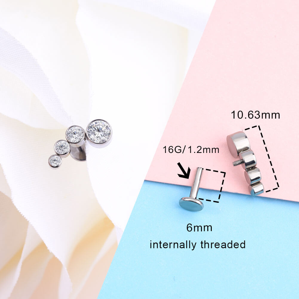 CZ Dot Titanium Cartilage Stud Set
