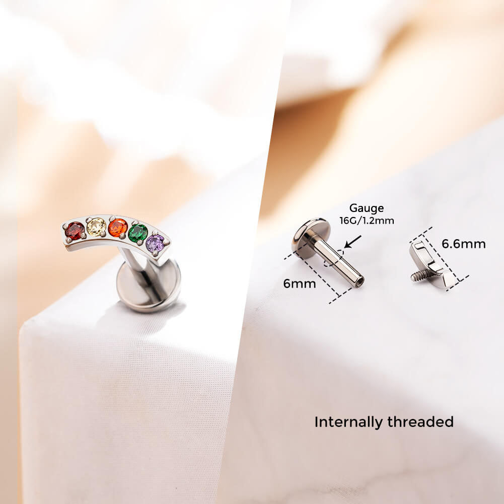 Curved CZ Cluster Titanium Helix Stud