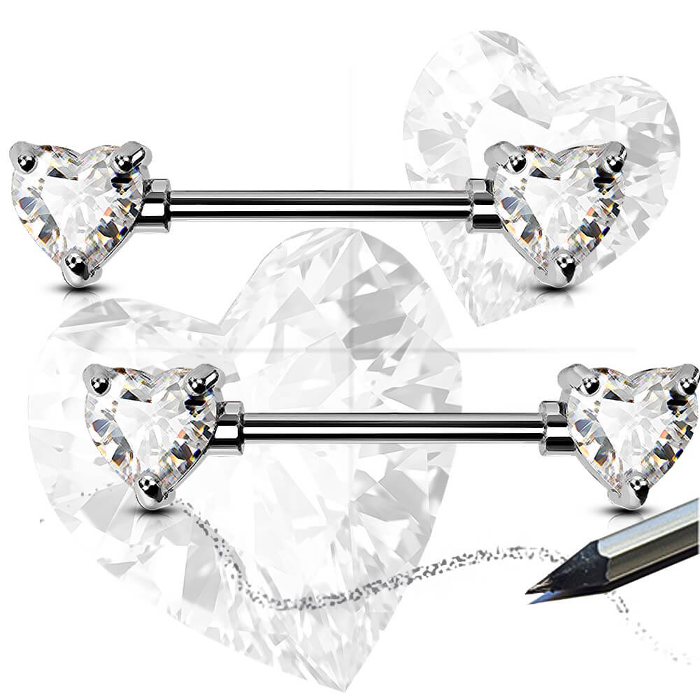 Heart  CZ Titanium Nipple Jewelry