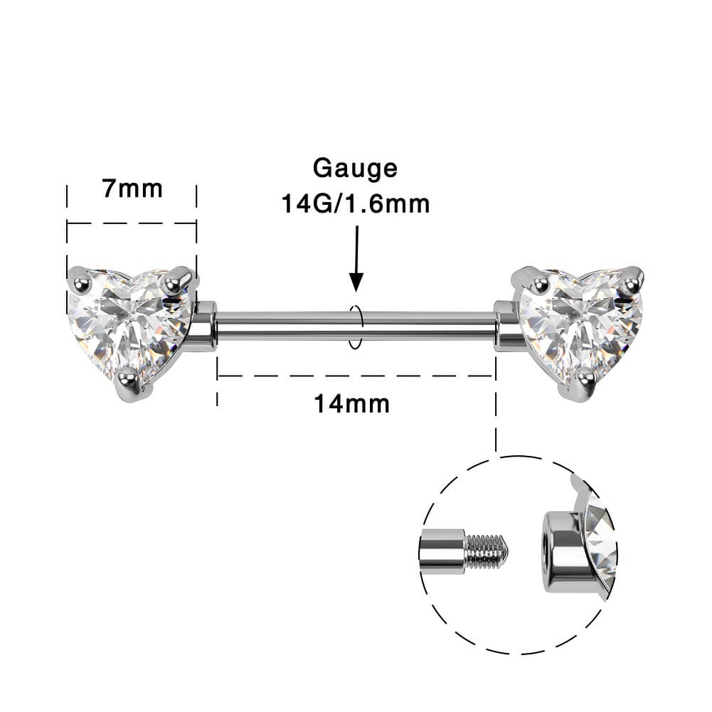 Heart  CZ Titanium Nipple Jewelry