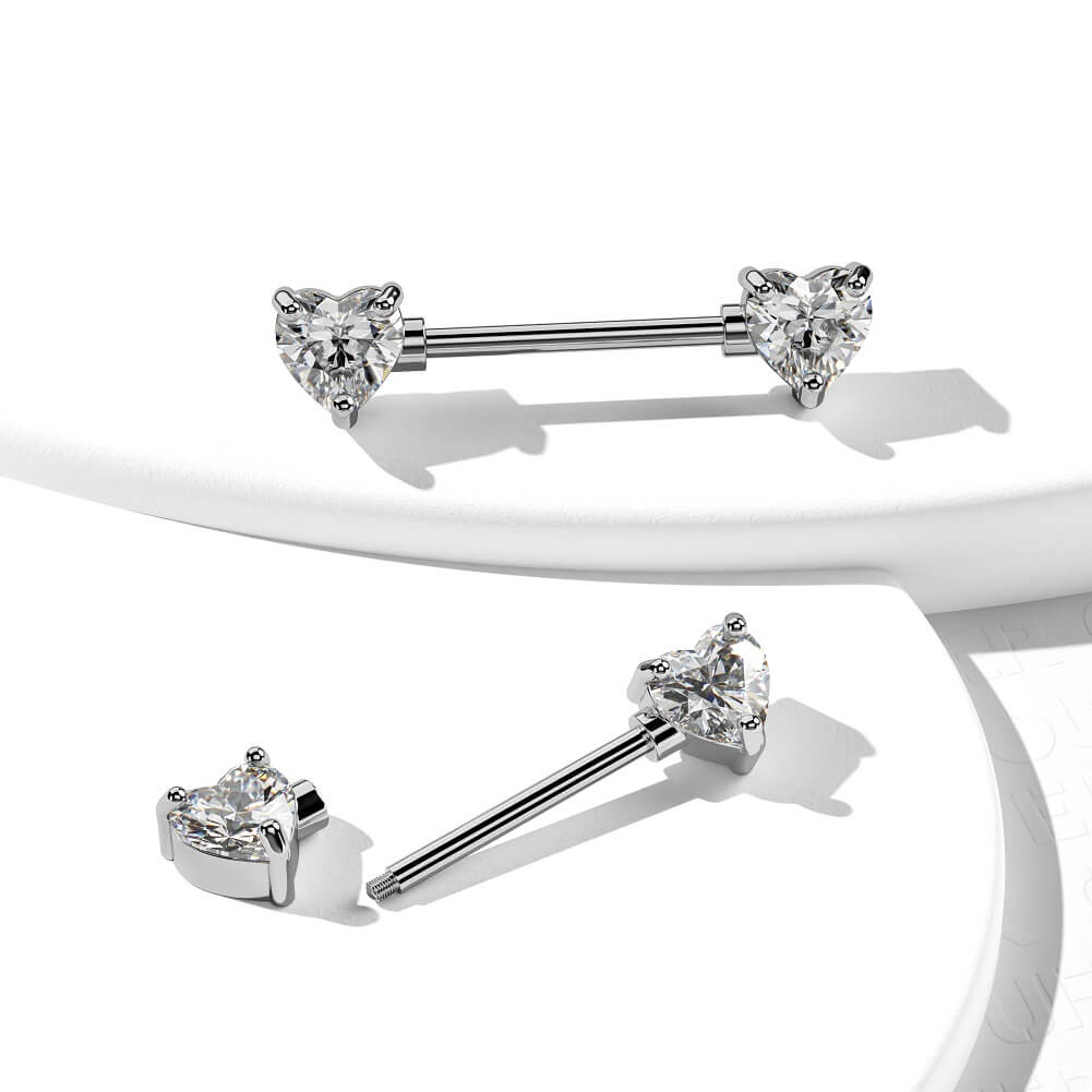 Heart  CZ Titanium Nipple Jewelry