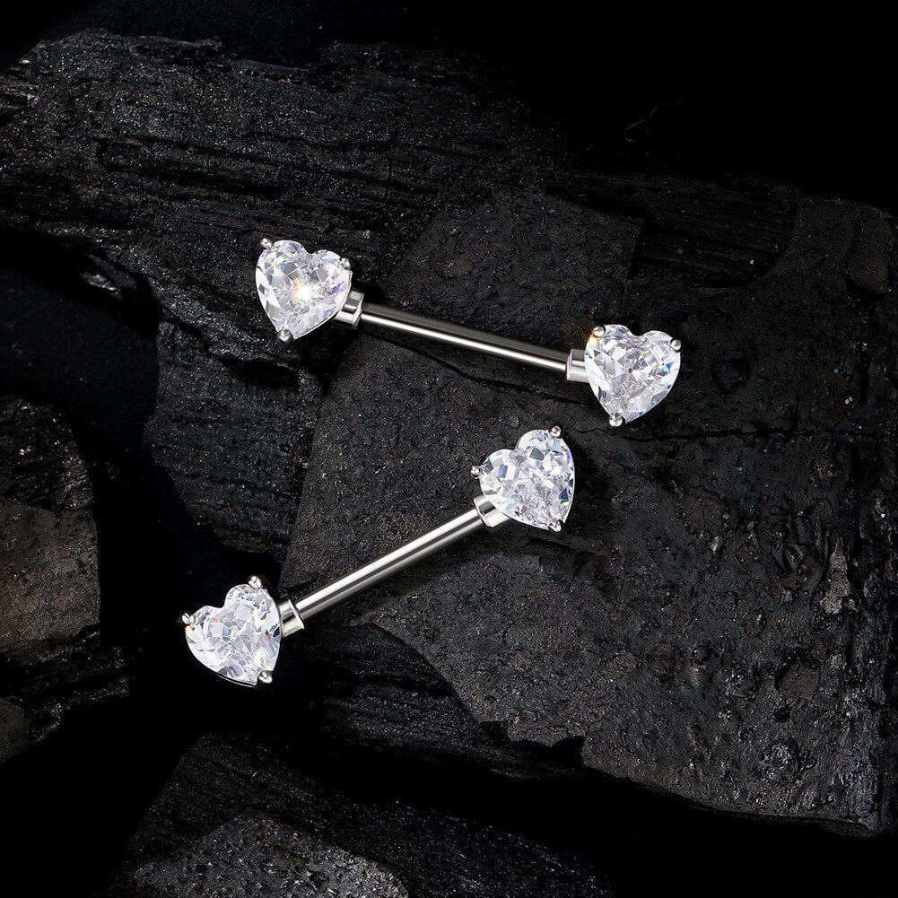 Heart  CZ Titanium Nipple Jewelry
