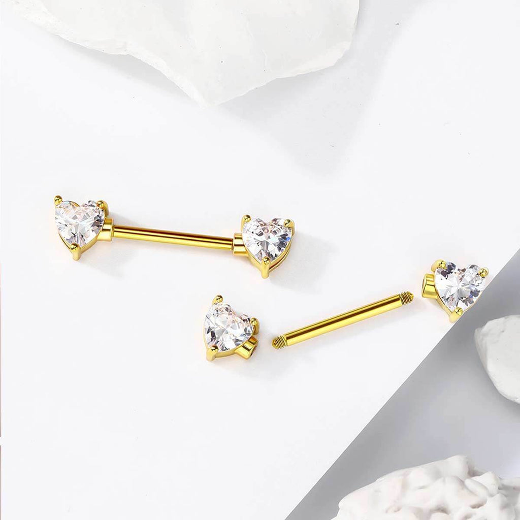 Heart  CZ Titanium Nipple Jewelry