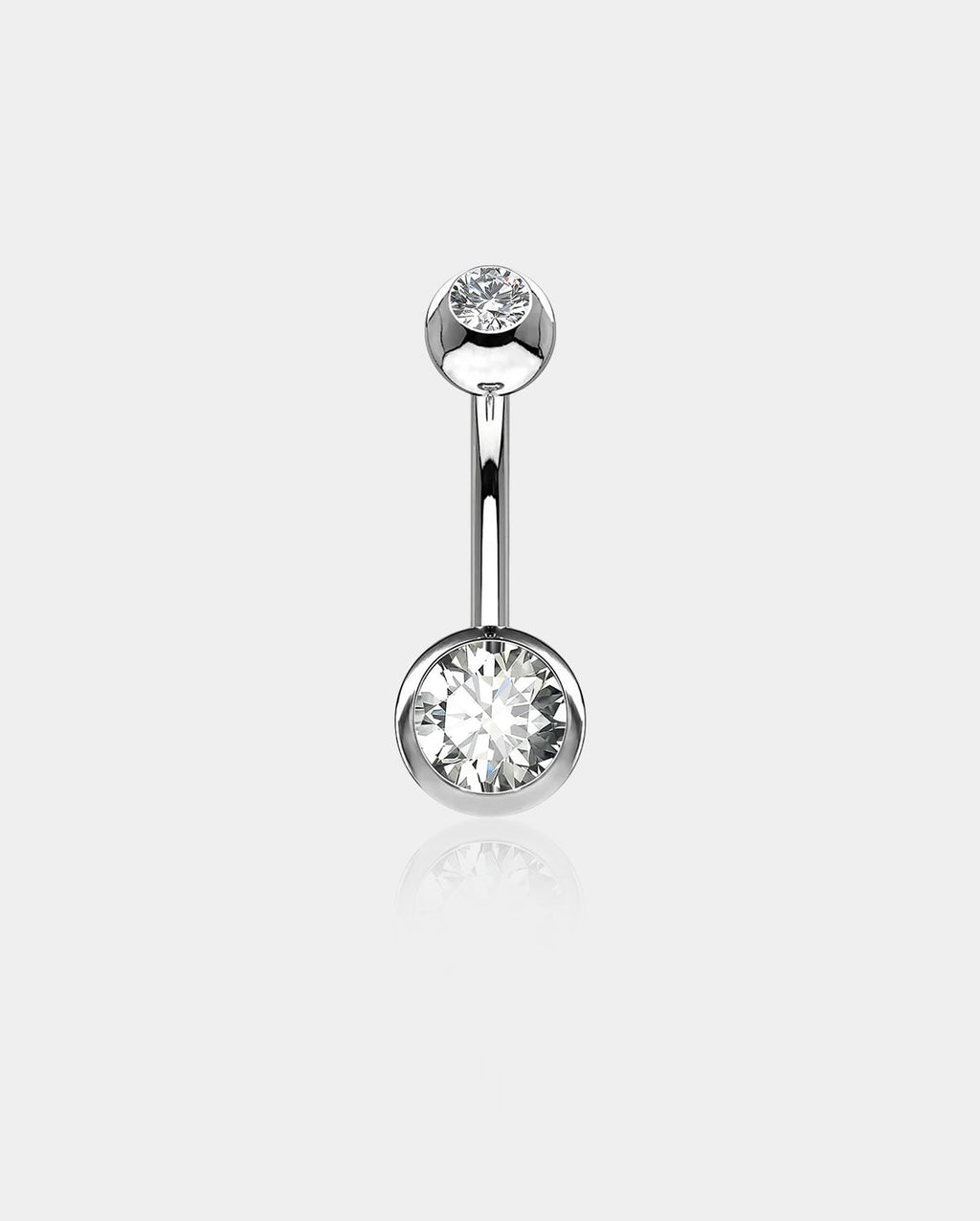 Bezel Set CZ Titanium Belly Ring