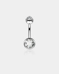 Bezel Set CZ Titanium Belly Ring