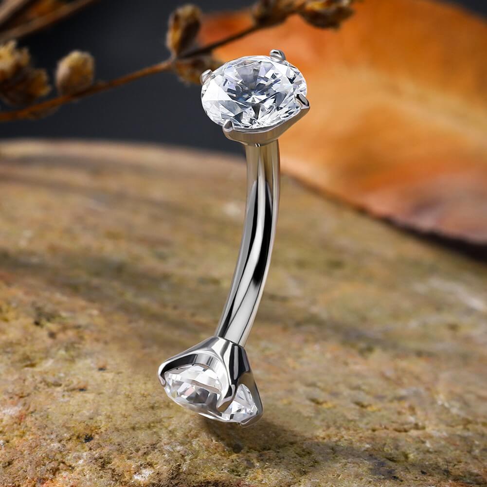 CZ Internally Threaded Titanium Belly Ring