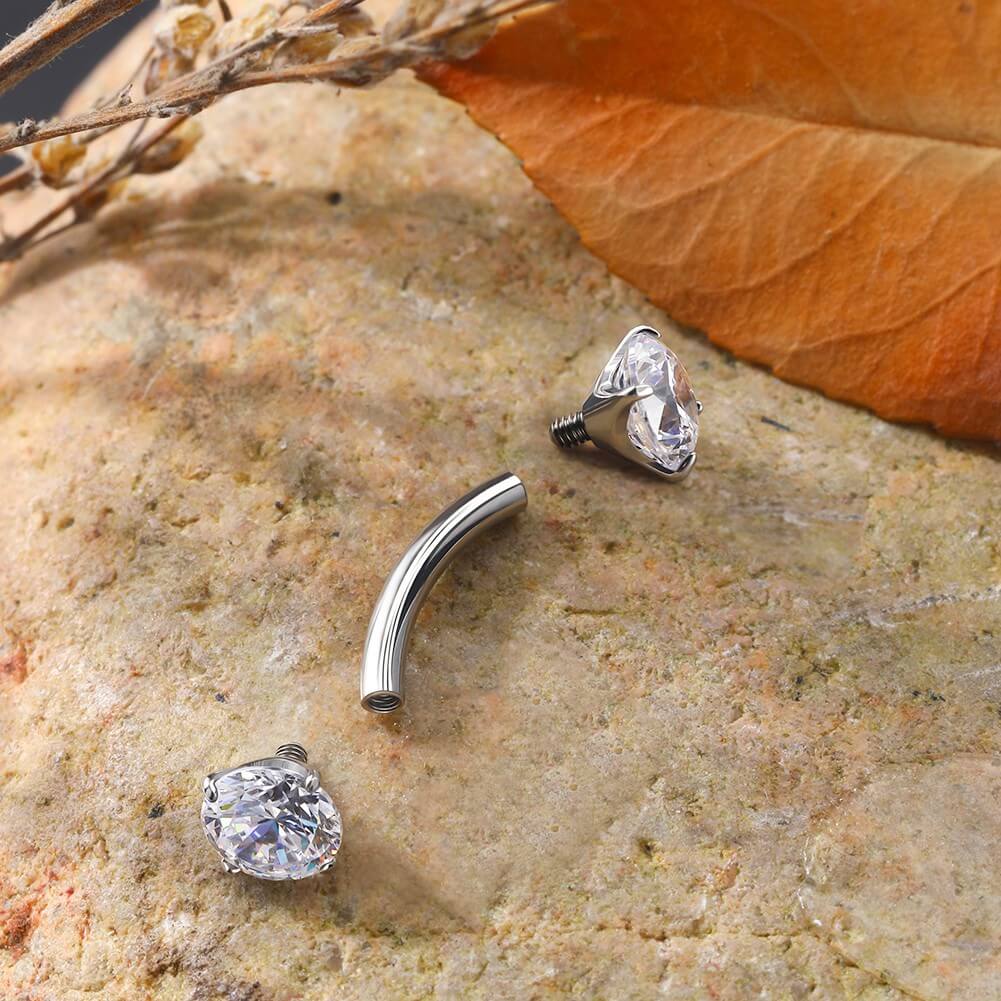 CZ Internally Threaded Titanium Belly Ring