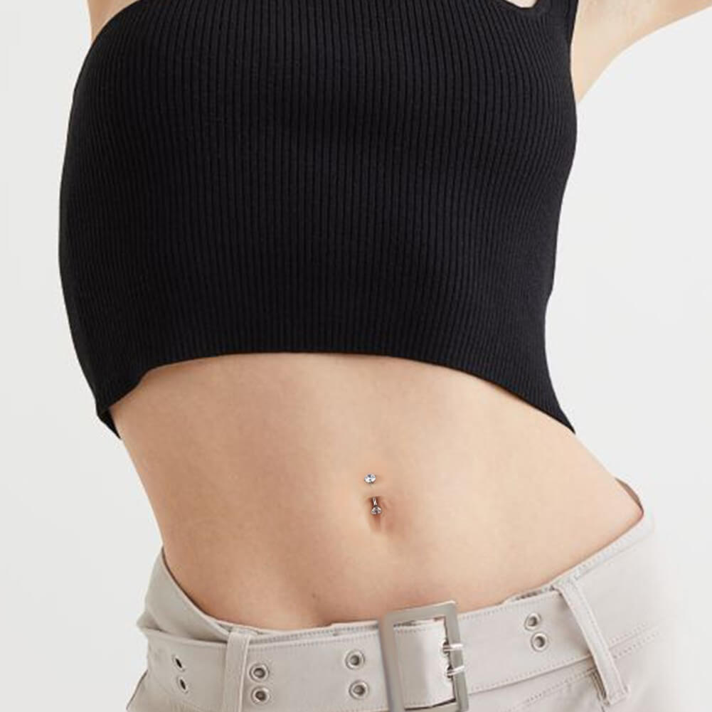 CZ Internally Threaded Titanium Belly Ring