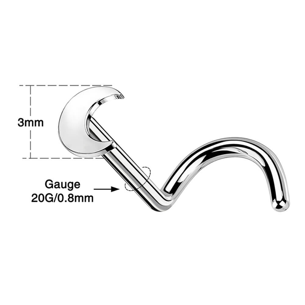 Titanium Moon Nostril Corkscrew Stud