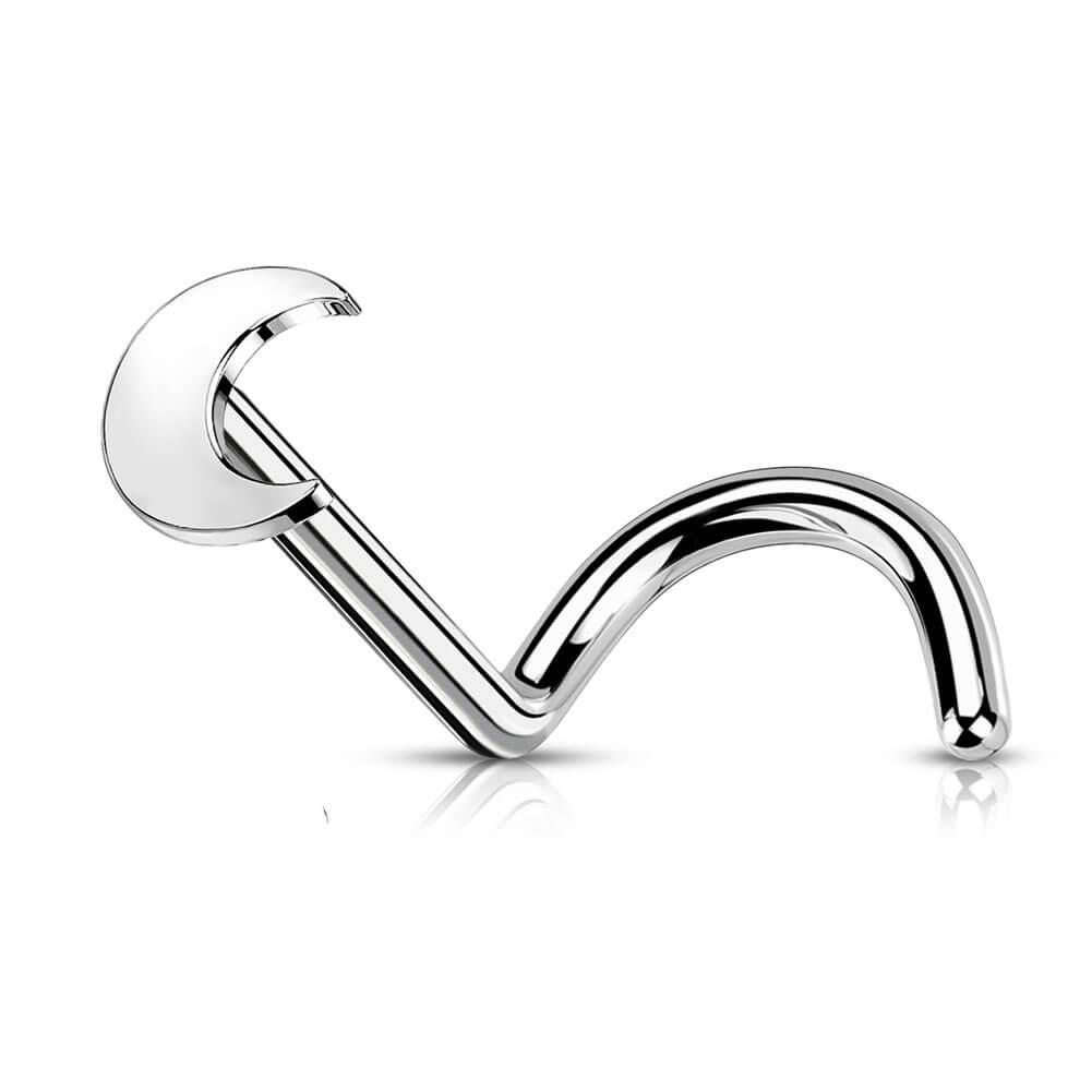 Titanium Moon Nostril Corkscrew Stud