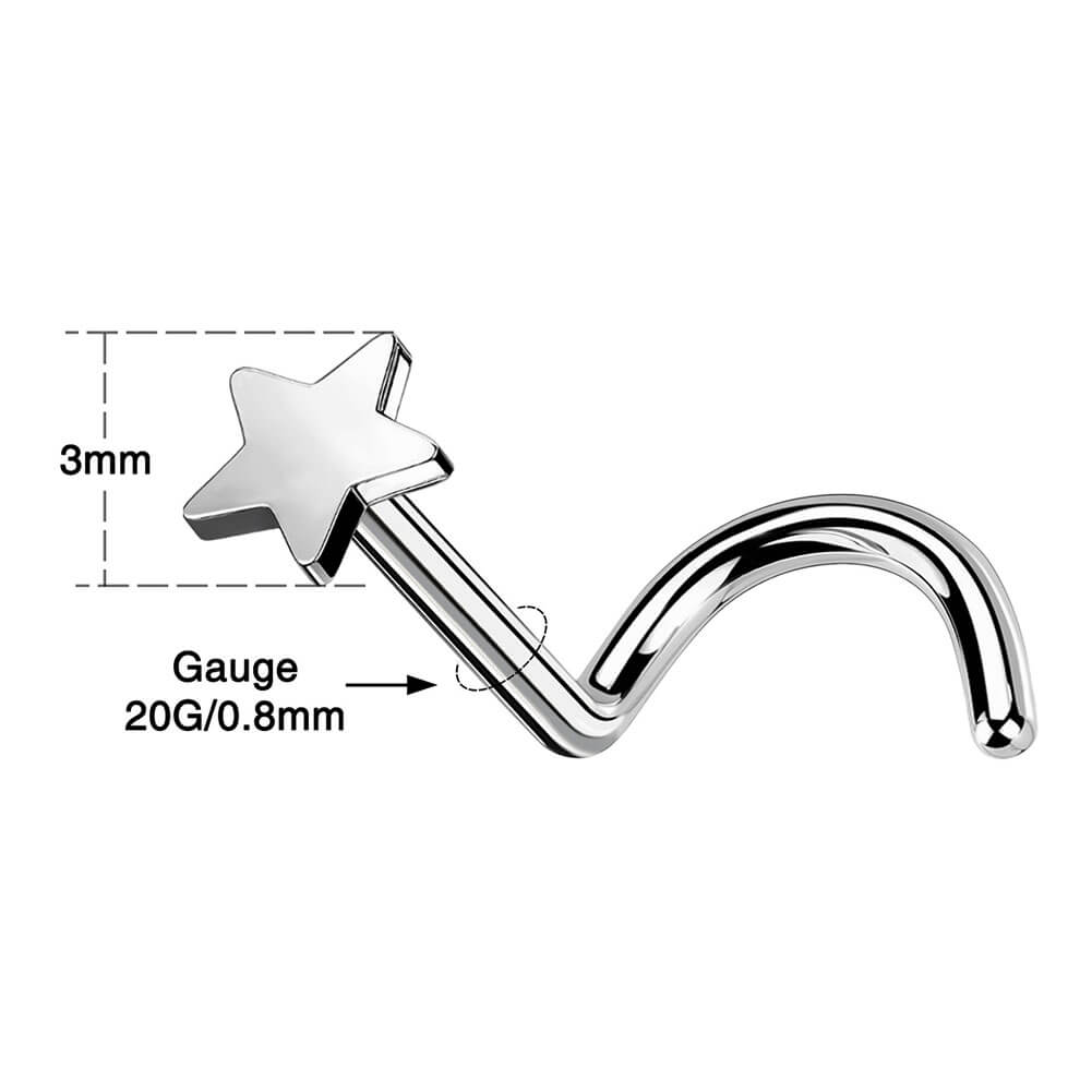 Titanium Star Screw Nostril Stud