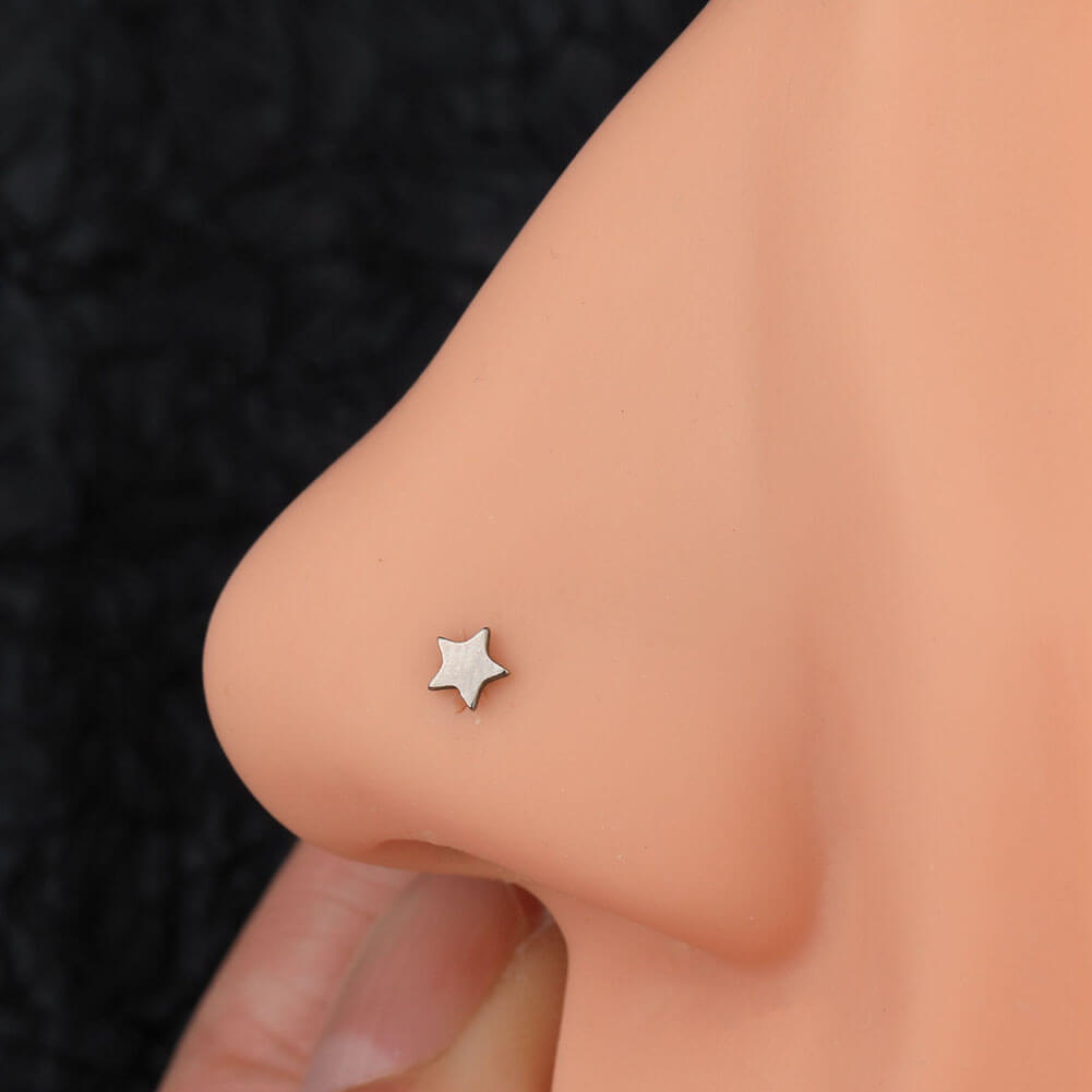 Titanium Star Screw Nostril Stud