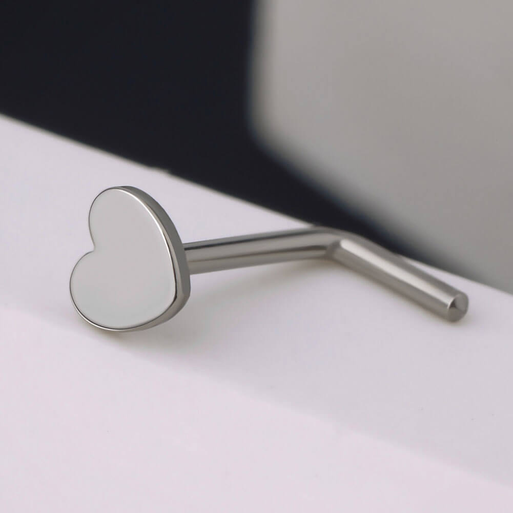 Heart L-Shaped Titanium Nose Stud