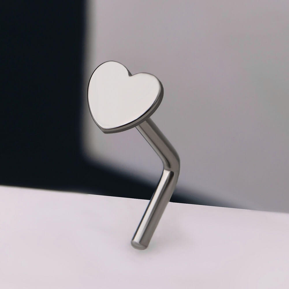 Heart L-Shaped Titanium Nose Stud