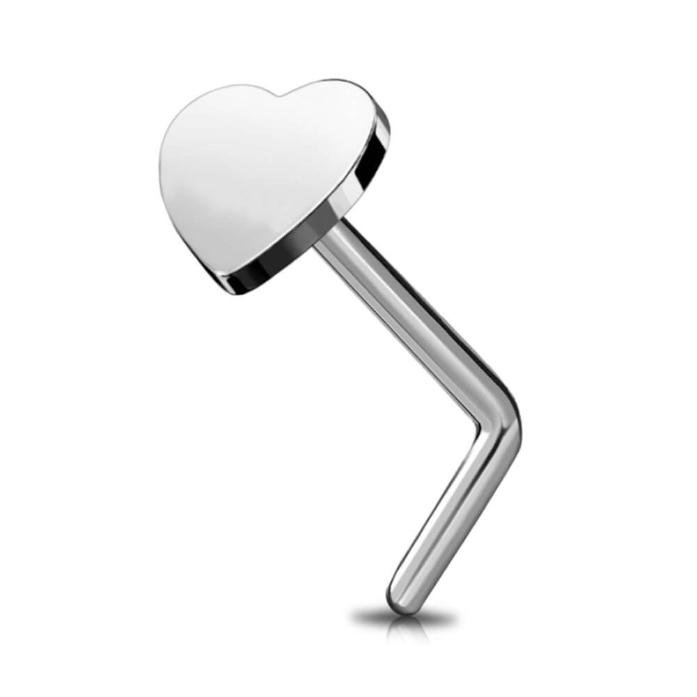 Heart L-Shaped Titanium Nose Stud