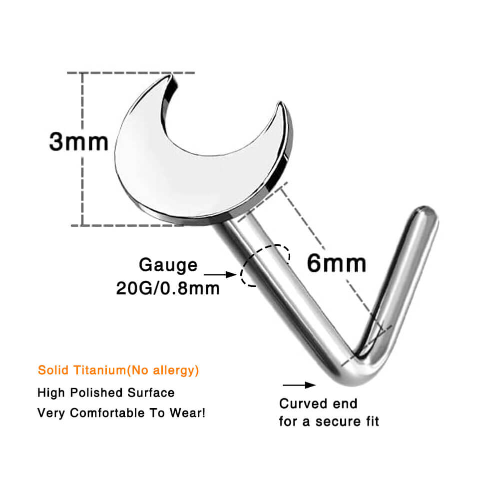 Titanium Crescent Moon Nose Stud