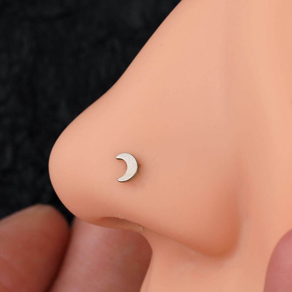 Titanium Crescent Moon Nose Stud