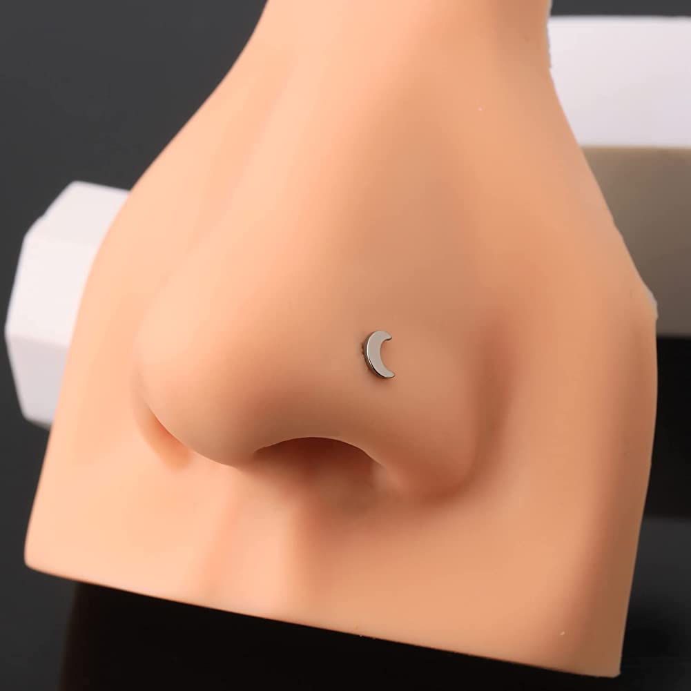 Titanium Crescent Moon Nose Stud