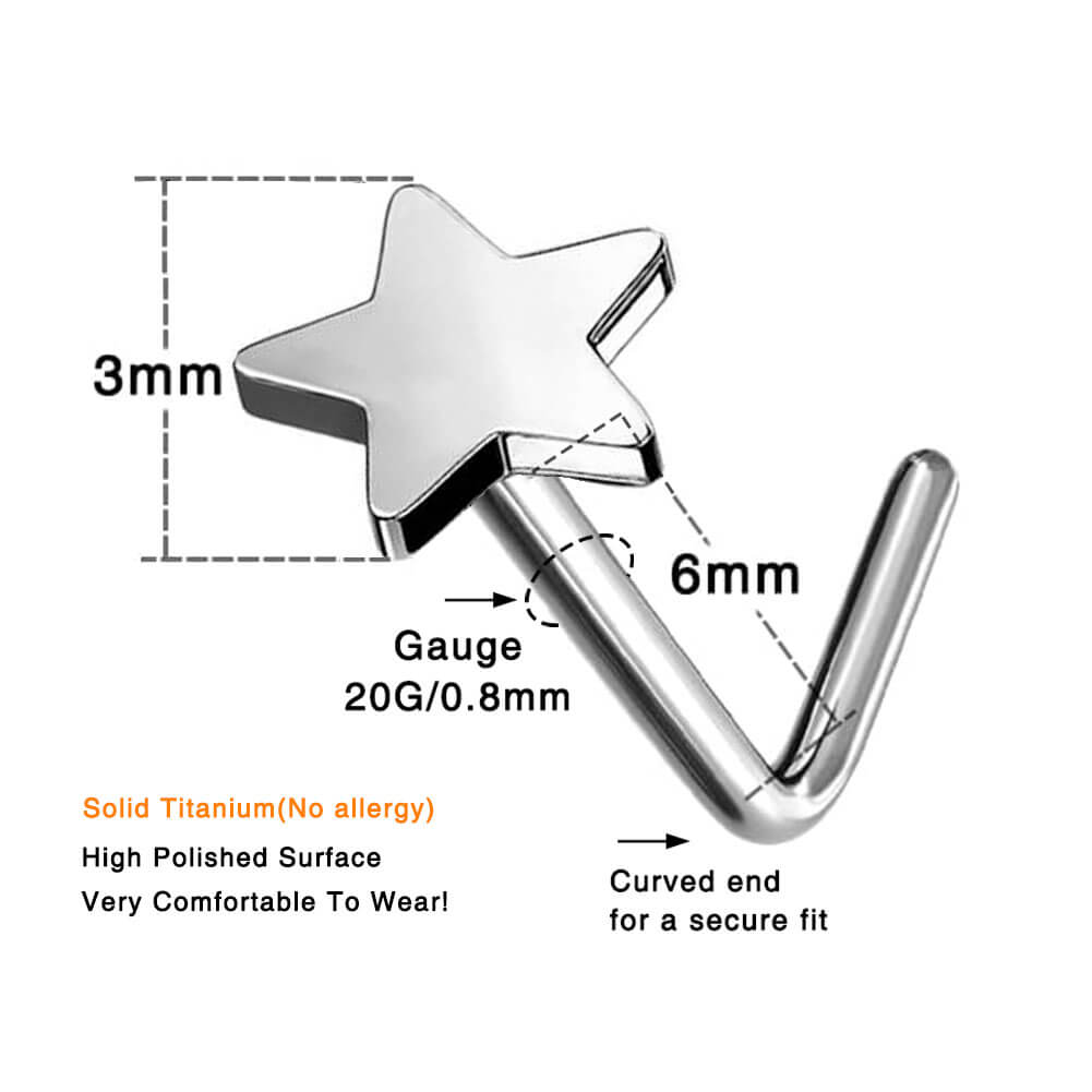 Lshaped Crescent Star Nostril Stud