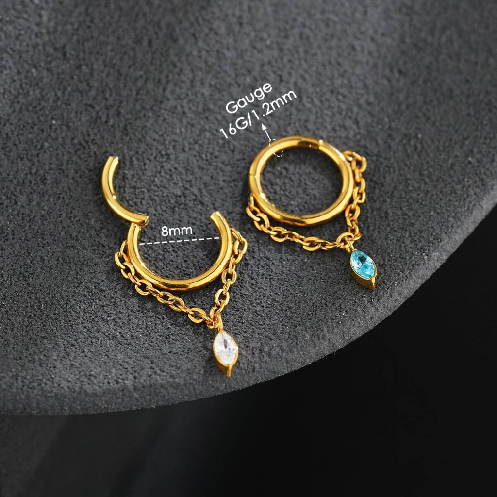Titanium Marquise CZ Dangle Cartilage Ring