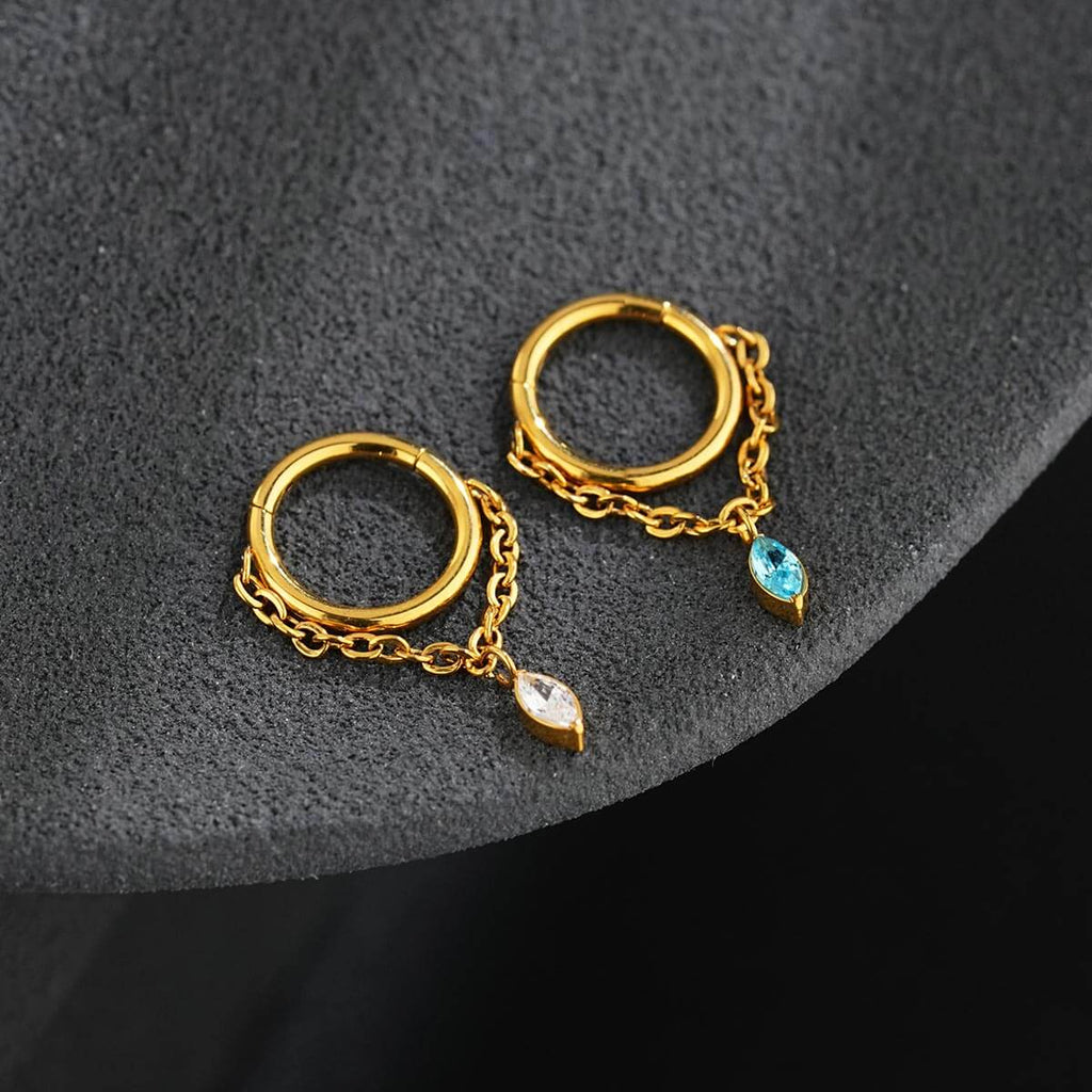 Titanium Marquise CZ Dangle Cartilage Ring