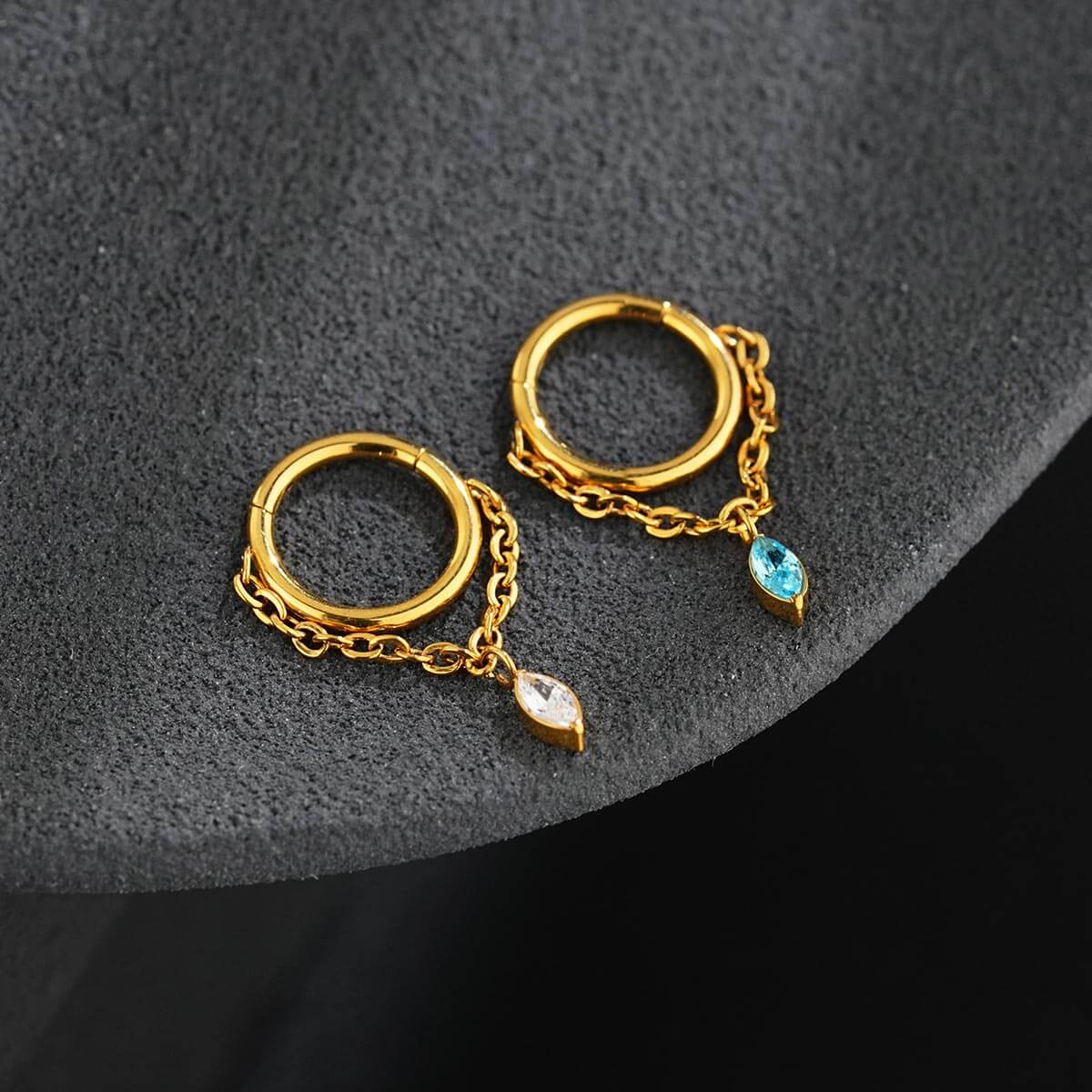 Titanium Marquise CZ Dangle Cartilage Ring