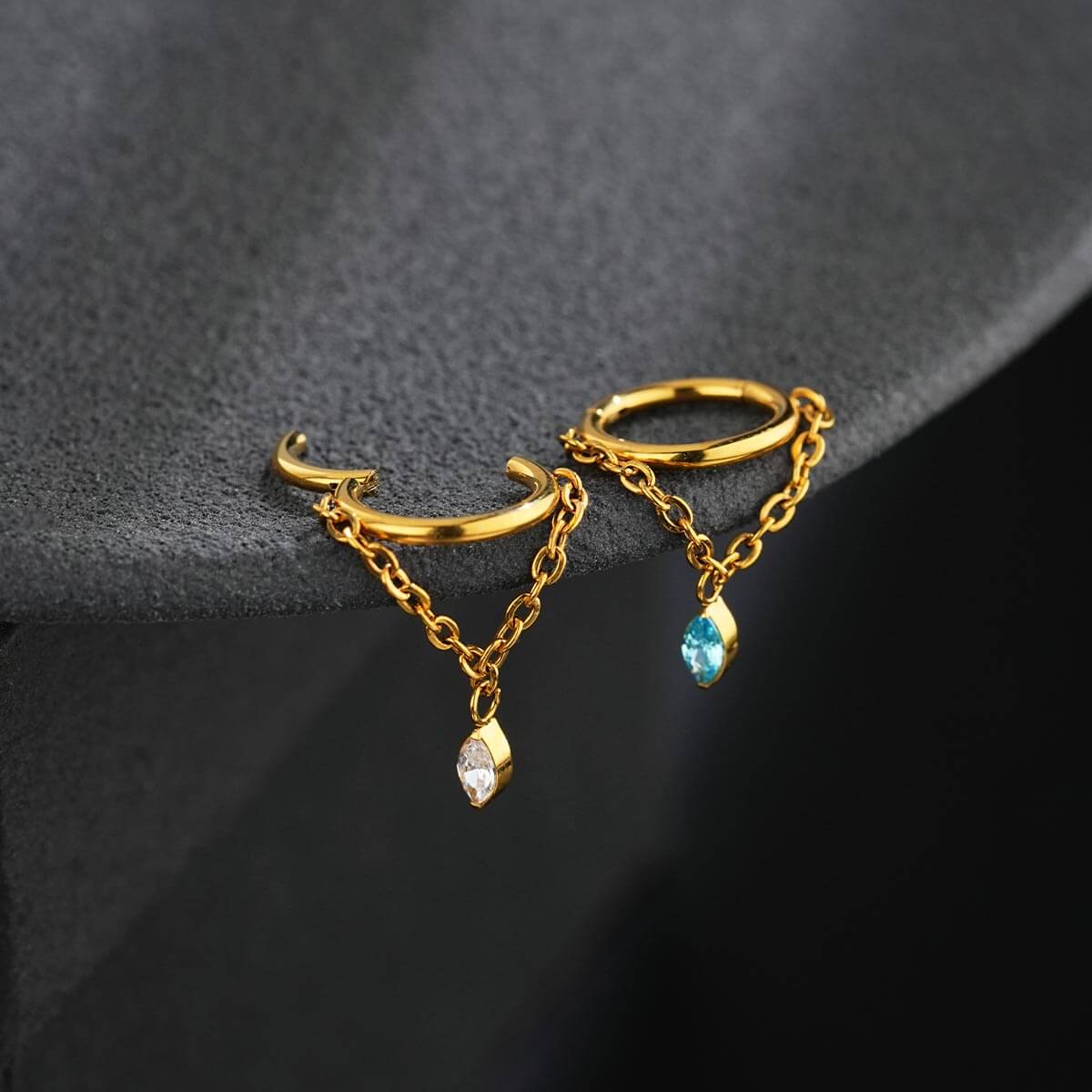 Titanium Marquise CZ Dangle Cartilage Ring