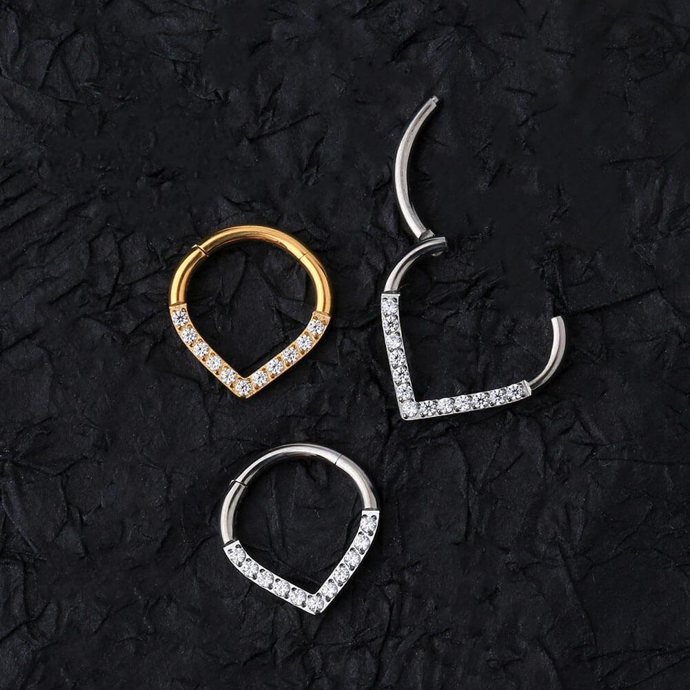 Clear CZ Vshape Septum Ring
