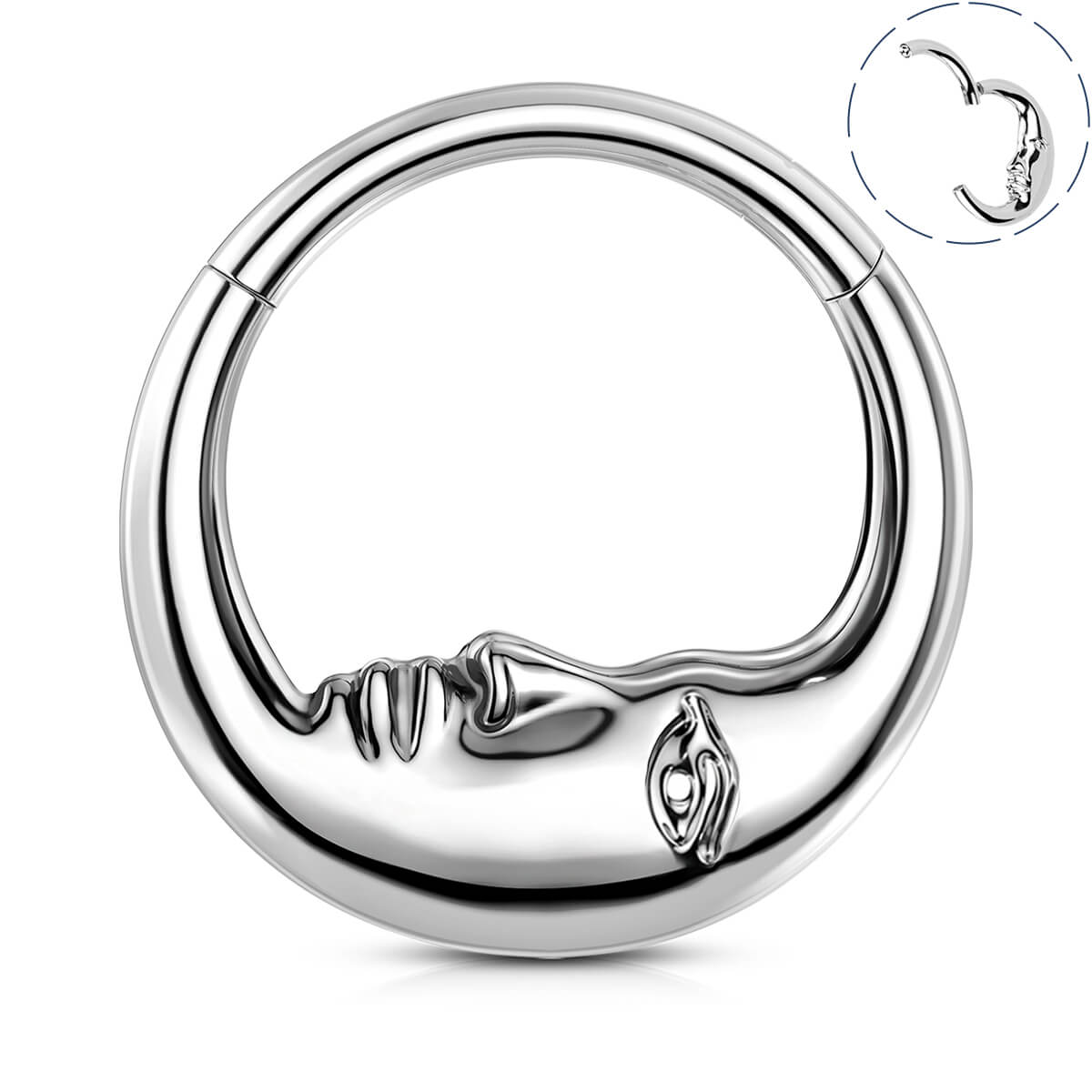 Moon Face Titanium Daith Septum Ring