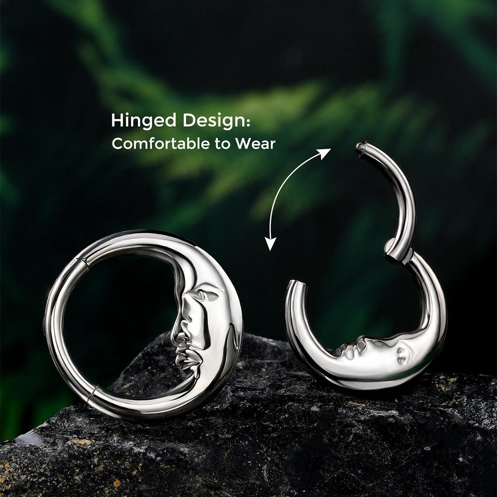 Moon Face Titanium Daith Septum Ring