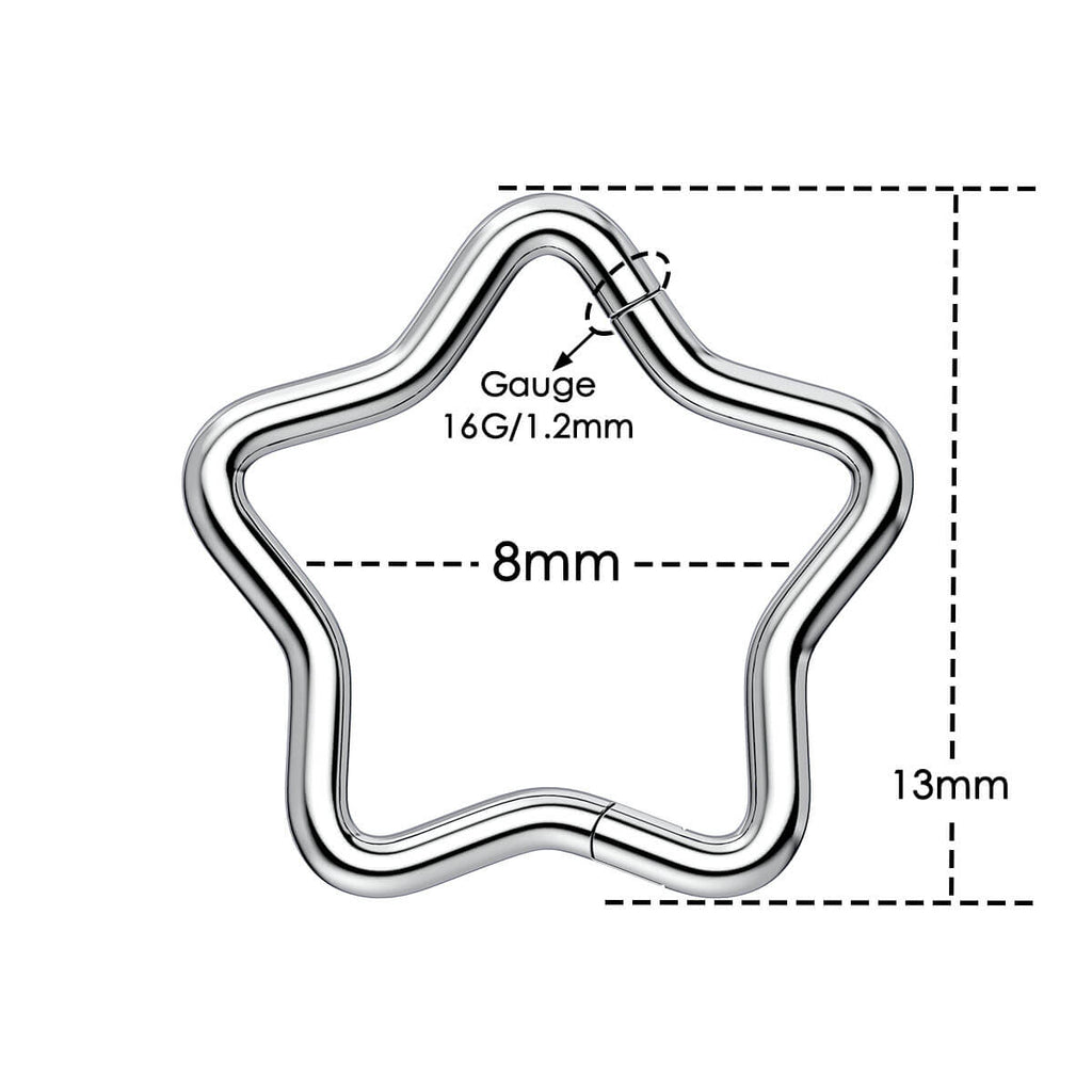 Star Hinged Segment Titanium Septum Ring