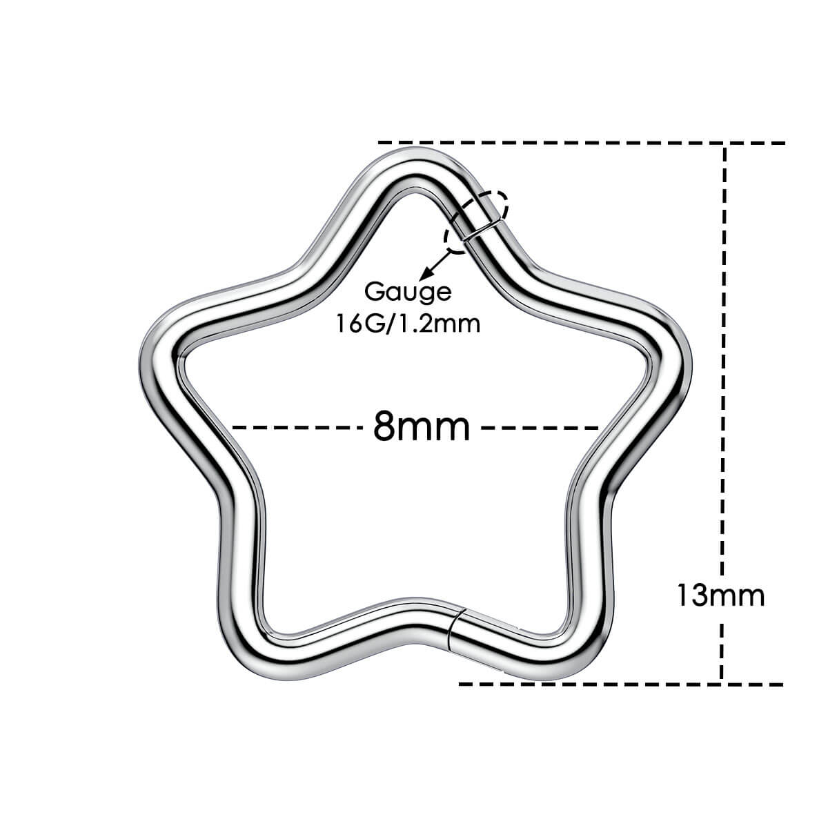 Star Hinged Segment Titanium Septum Ring