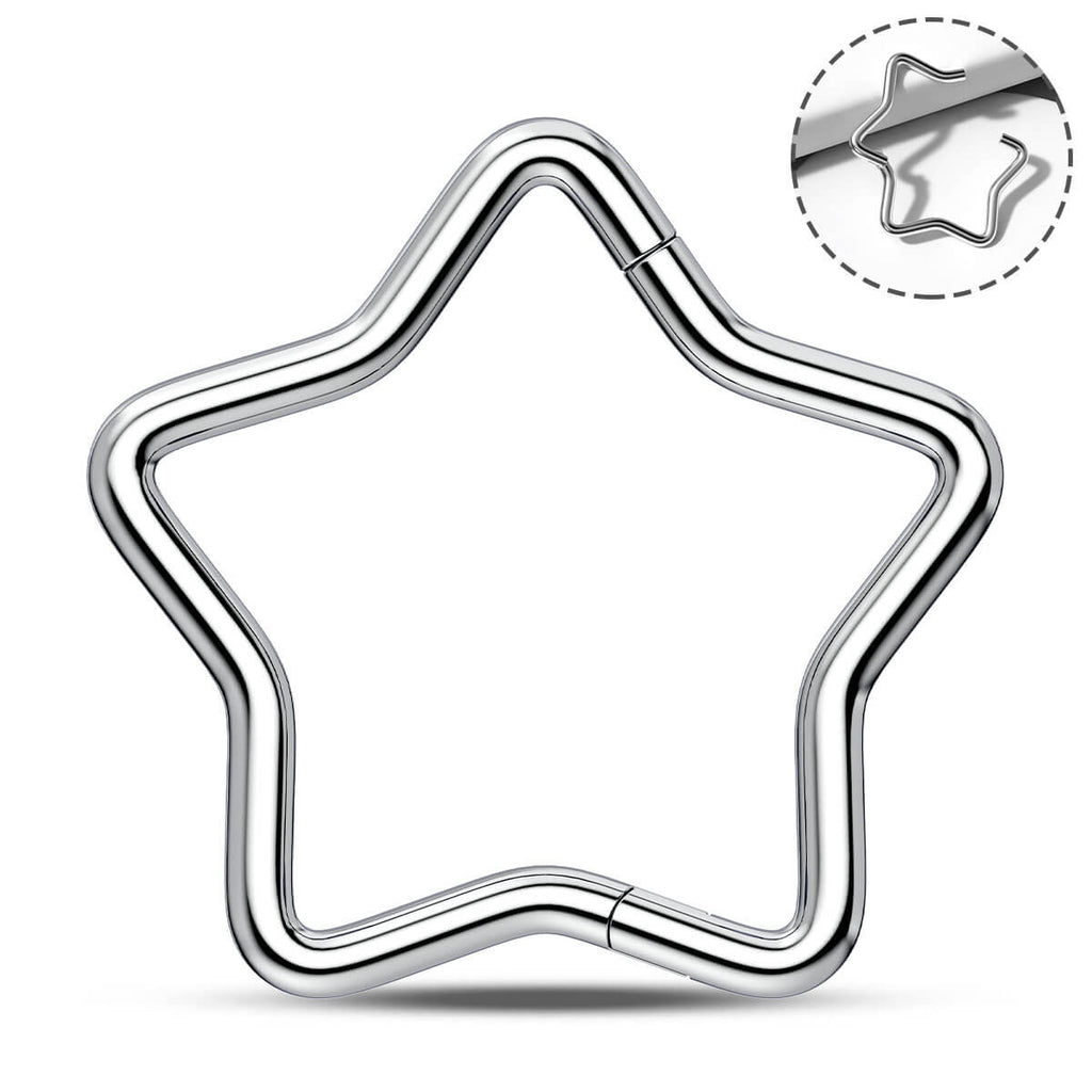 Star Hinged Segment Titanium Septum Ring