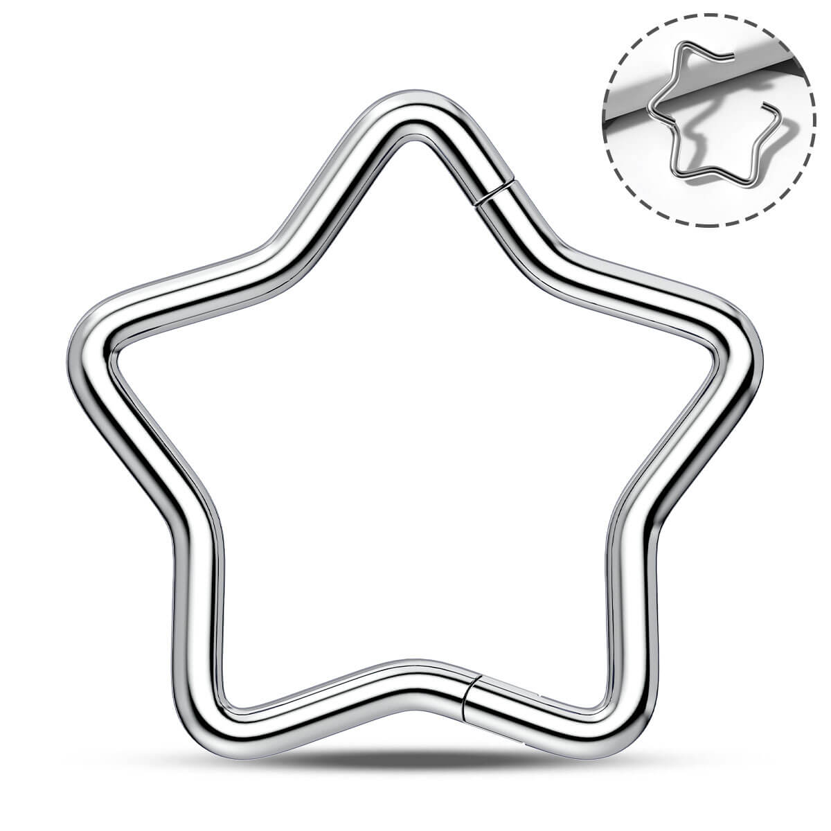 Star Hinged Segment Titanium Septum Ring