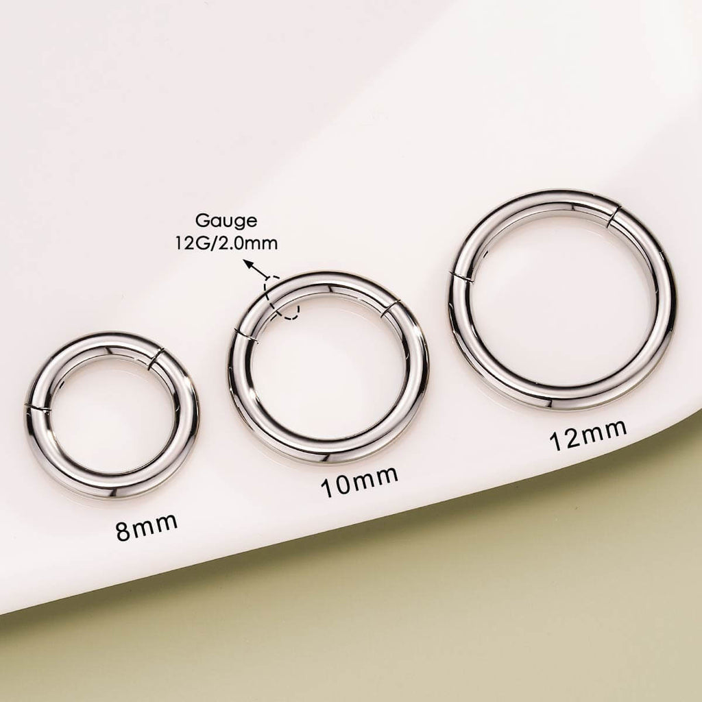12G Septum Ring Titanium Hinged Segment Hoop