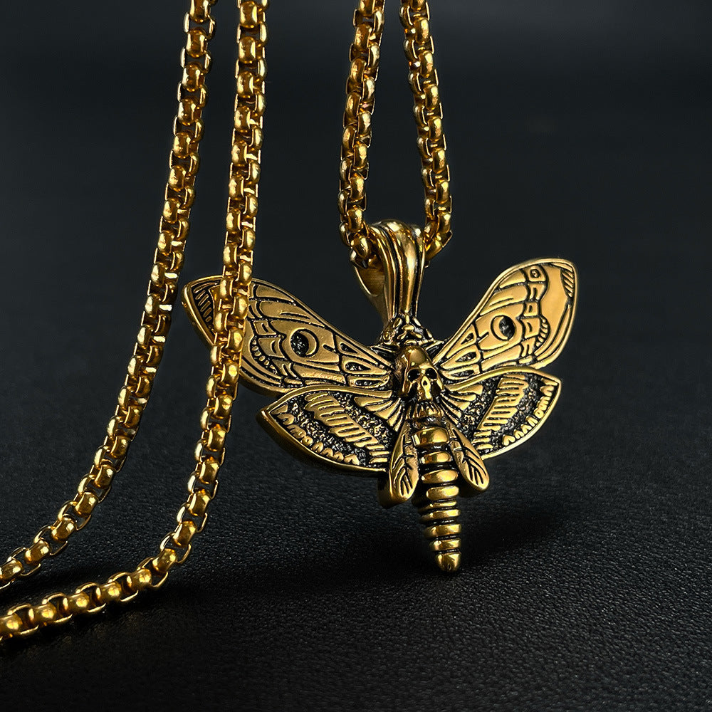 Death Moth Vintage Skeleton Necklace